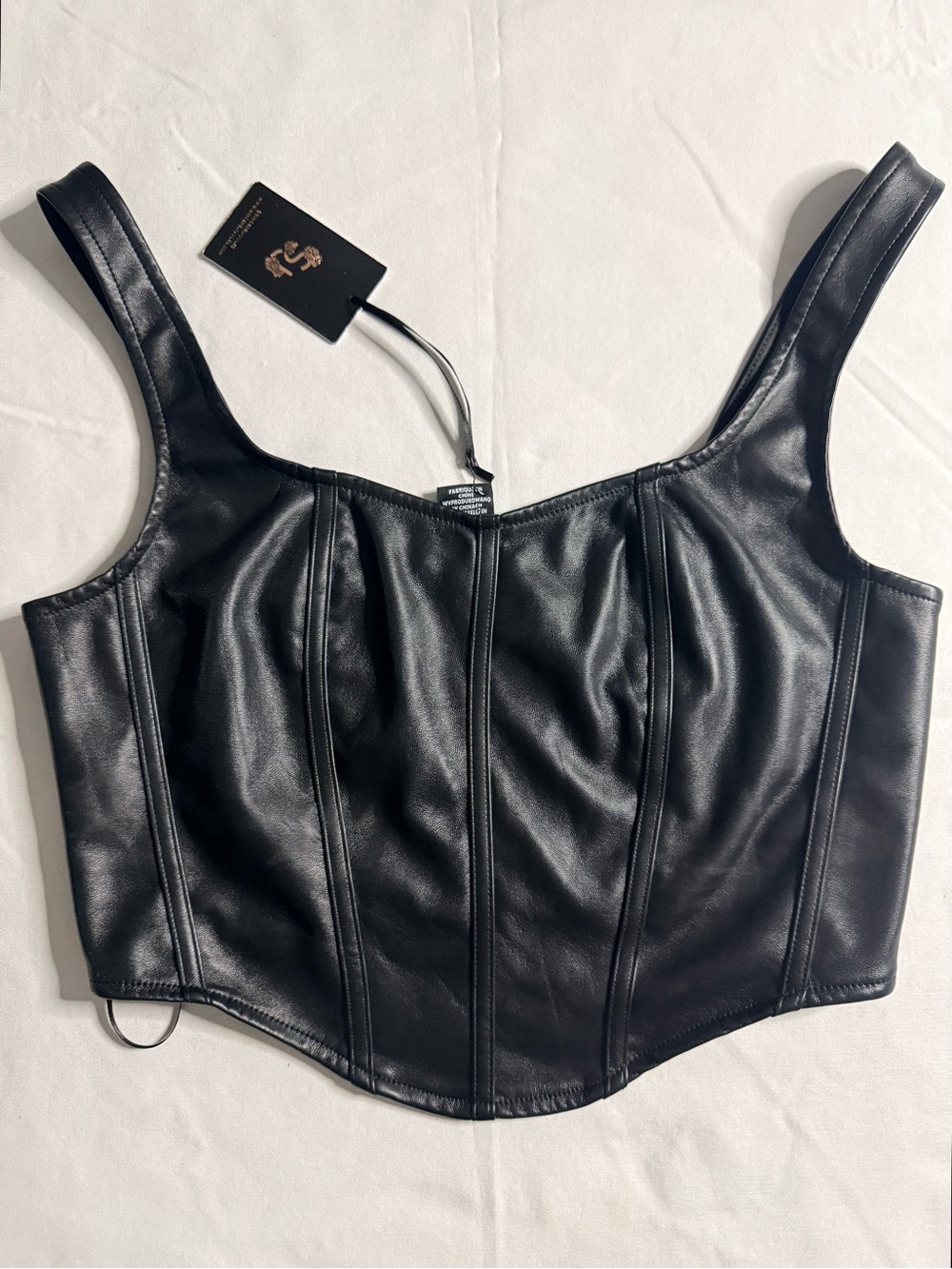 Sincerely Jules Black Faux Leather Corset Crop Top